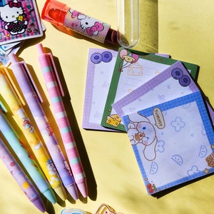 Cute Kawaii Notepad Set of 4 Kawaii Kitty & Friends Sticky Notes For Scrapbooking Planner Accessories Bullet Journal School Supplies