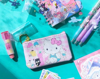 Kawaii Kitty Vegan Leather Coin Purse with Keychain