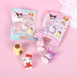 Mystery Kawaii Kitty & Friends 3D Character Eraser Cute Kawaii Blind Box Rubber Eraser Mystery Character For Students Teenager Party Favors