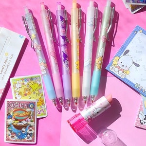 Cute Kawaii Kitty & Friends Gel Pens Variety Pack of Kawaii Kitty and Friends Retractable Gel Pens With Clip For Studying Journaling Planner