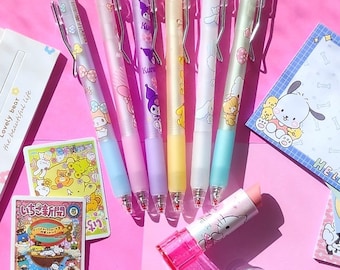 Bolígrafos de gel Kawaii Kitty & Friends: bolígrafos retráctiles para diario