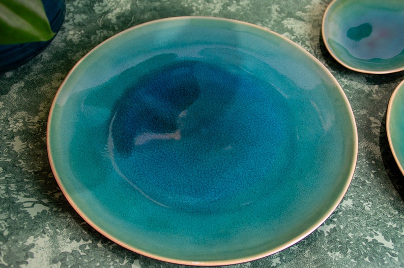 Großer Teller aus Portugal, Keramikteller, Blauer Teller, Dinnerplate Bild 1