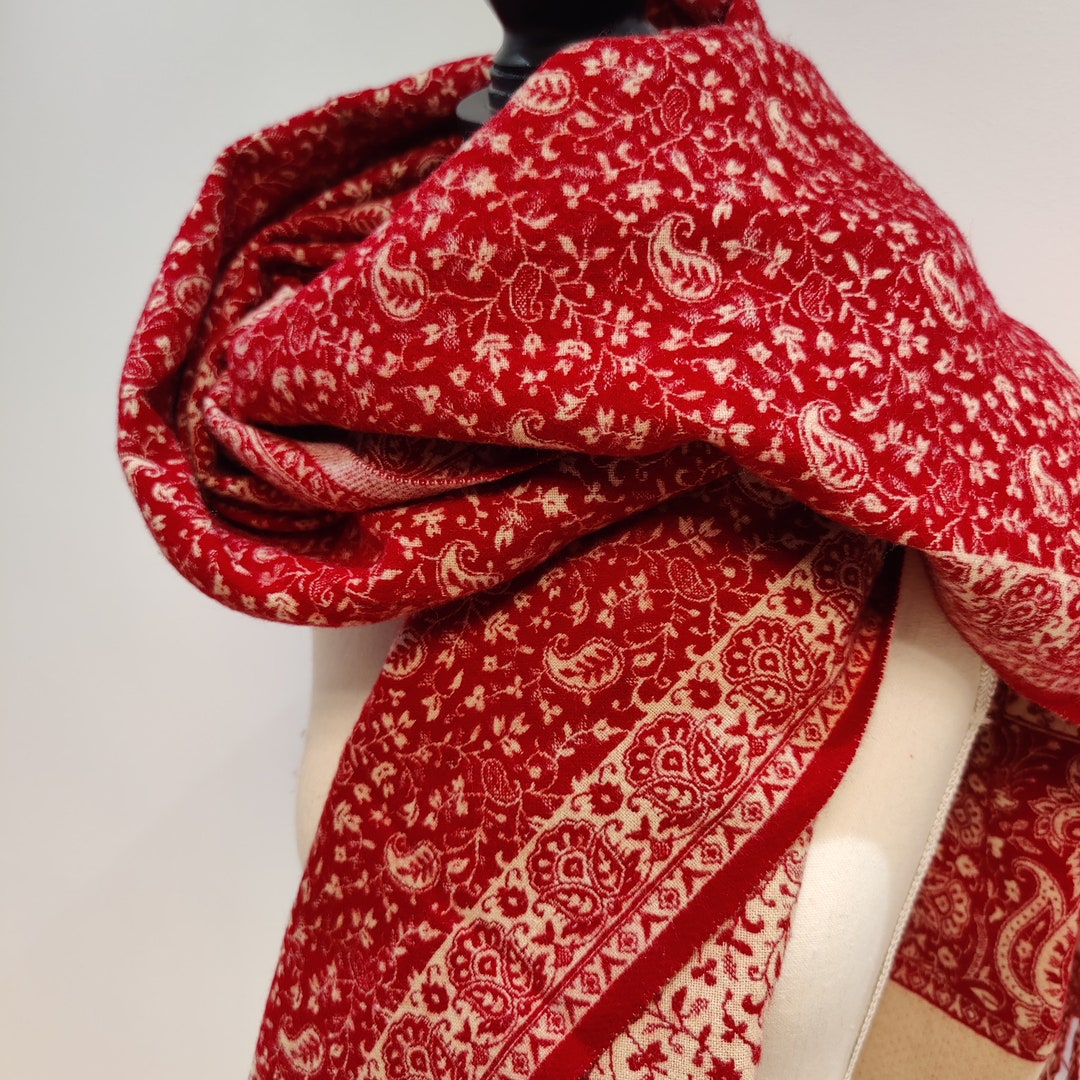 TIBET Scarf Made of Yak Wool Mix in a Fine Floral Pattern No. Etsy