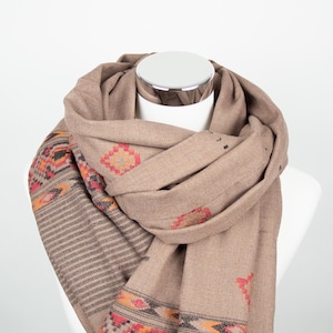 TIBET scarf made of cotton mix, stole, meditation cloth, XXL scarf, 100 x 200 cm, beige, No. 407