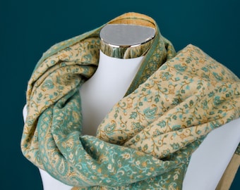 TIBET Schal aus Yakwollemix in feinem floralen Muster Nr. 308