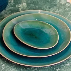 Großer Teller aus Portugal, Keramikteller, Blauer Teller, Dinnerplate Bild 2