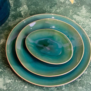 Großer Teller aus Portugal, Keramikteller, Blauer Teller, Dinnerplate Bild 6