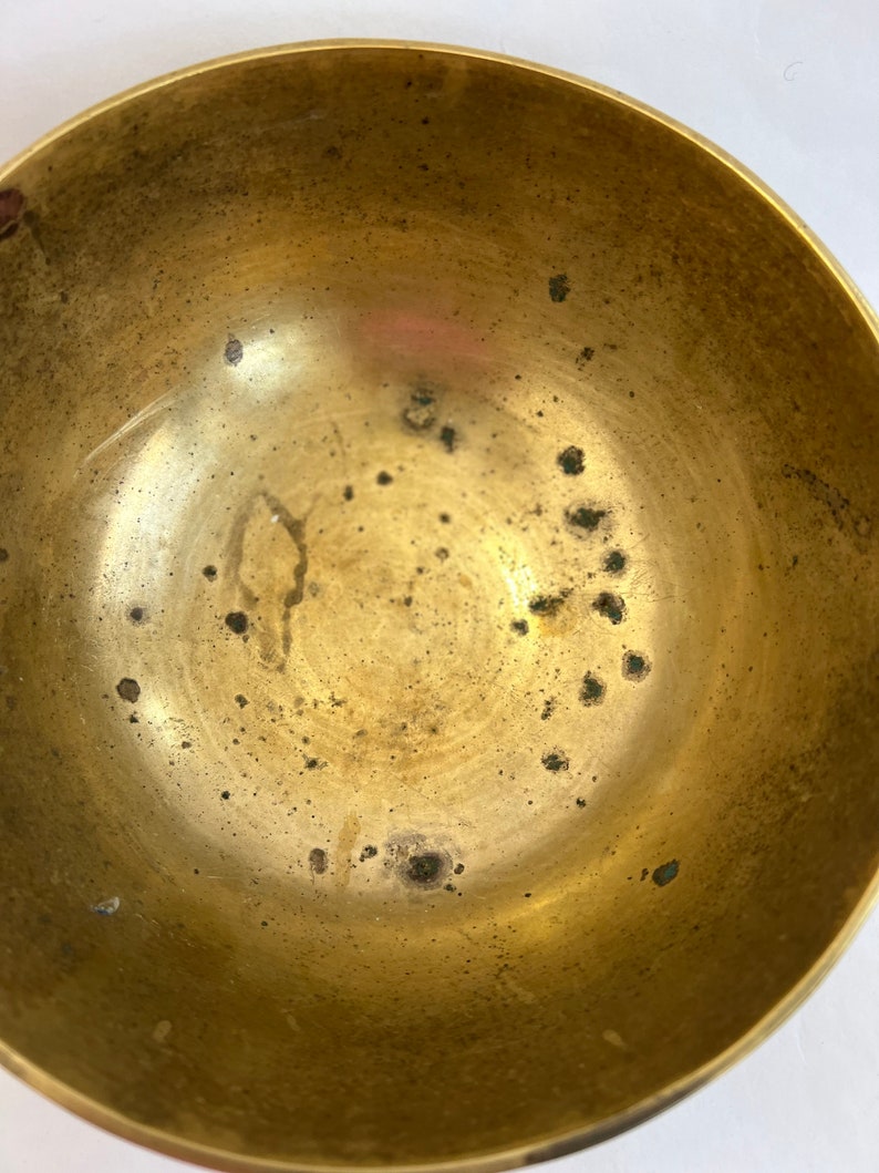 Antique Chinese Brass Bowl Dragon/waves/buck Etsy