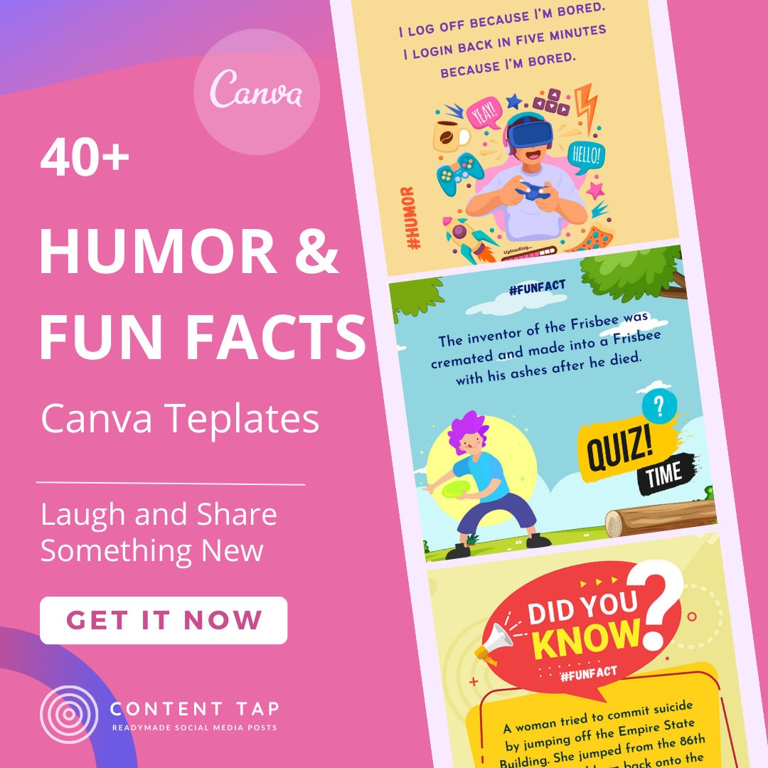 Fun Fact Format 40 Humor & Fun Facts With Design Templates Social Media - Etsy