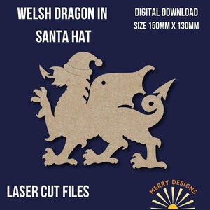 Weihnachten Drache in Weihnachtsmütze Schneidedateien, svg dxf eps pdf Design geeignet für Schneidmaschinen.