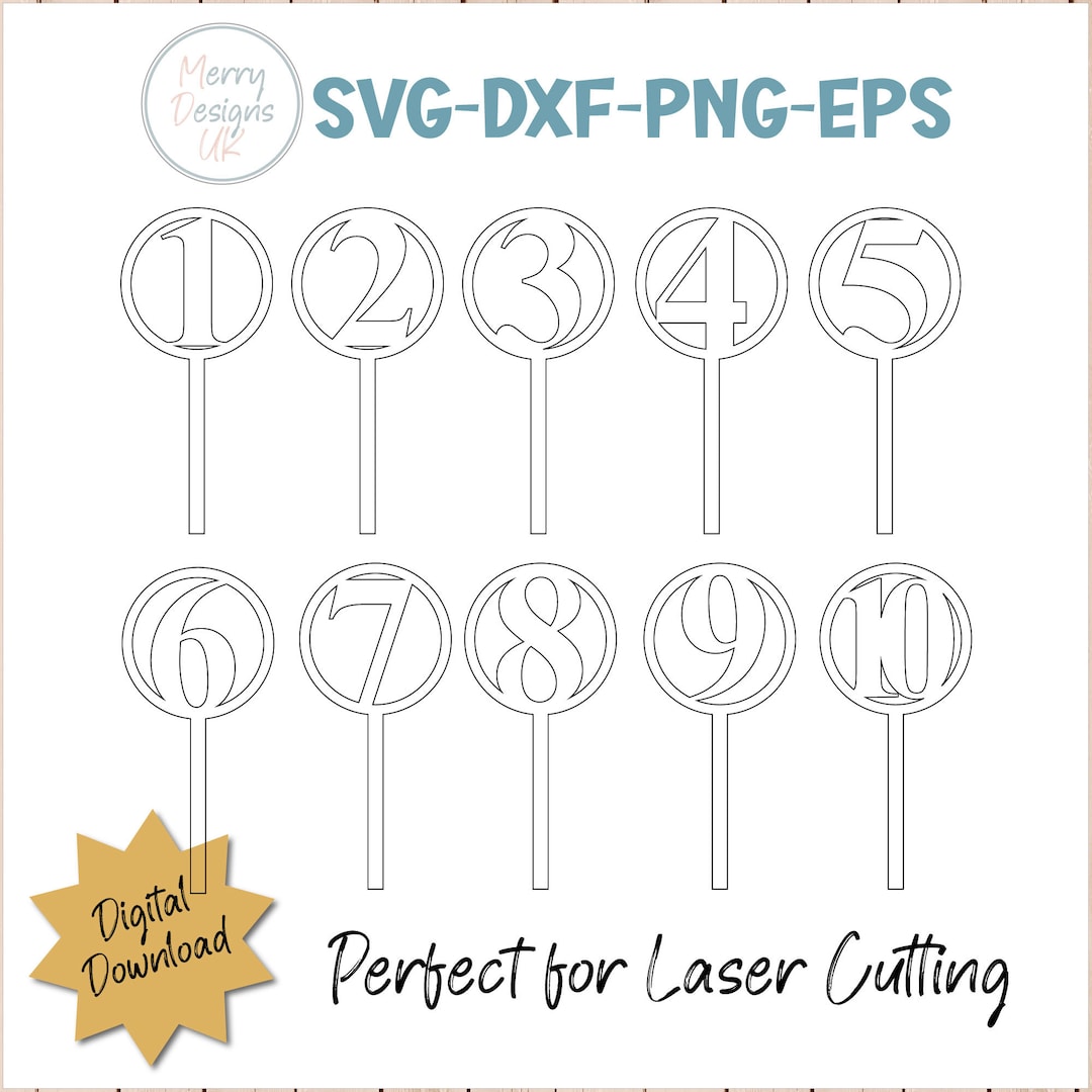Buy Table Number Sticks SVG Bundle PNG DXF Wedding Table Numbers ...