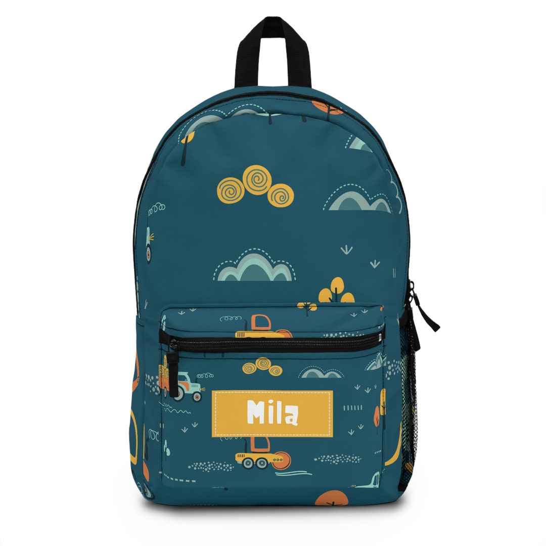 Personalised Toddler Backpack Boy School Bag Vehicles Digger Etsy