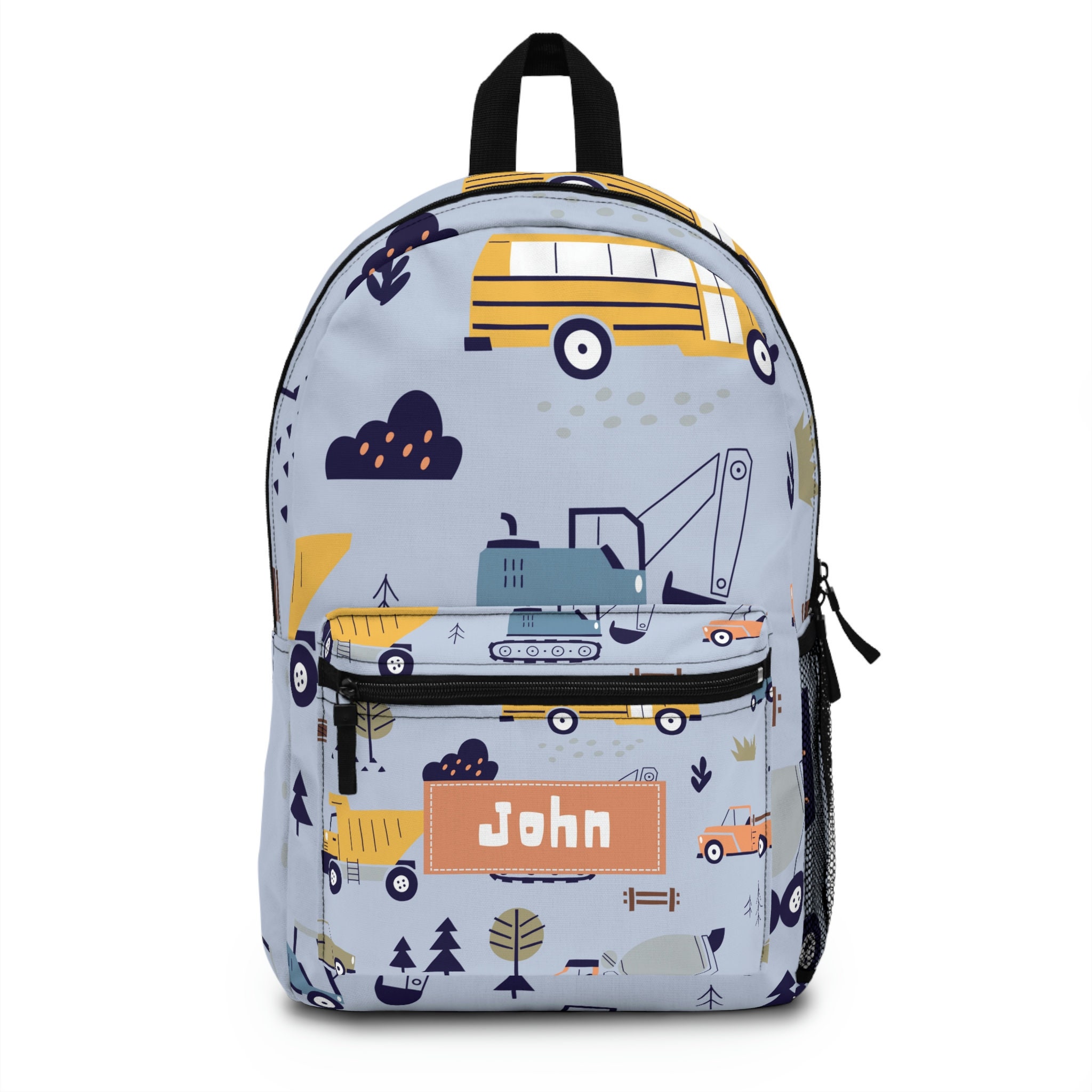 Personalised Toddler Backpack Boy School Bag Vehicles Digger Etsy