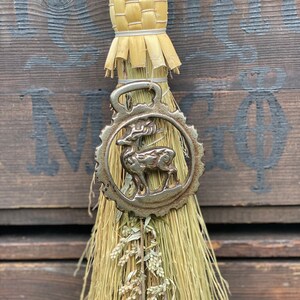 Artemisia Vulgaris Altar Broom // Mugwort & Stag Brass Amulet
