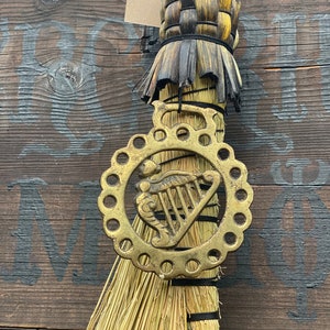 SOLD!!! New Moon Solar Eclipse Alchemical Altar Broom / Brass harp / Winged Maiden