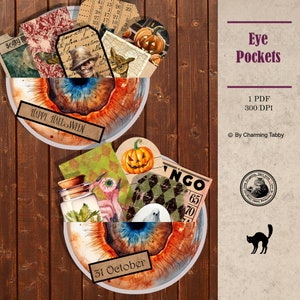 Halloween Pocket Tags, Autumn, Loaded Envelope , Junk Journal kit, Printable Ephemera, Collage, Scrapbook, Paper, Vintage, Download, Spooky