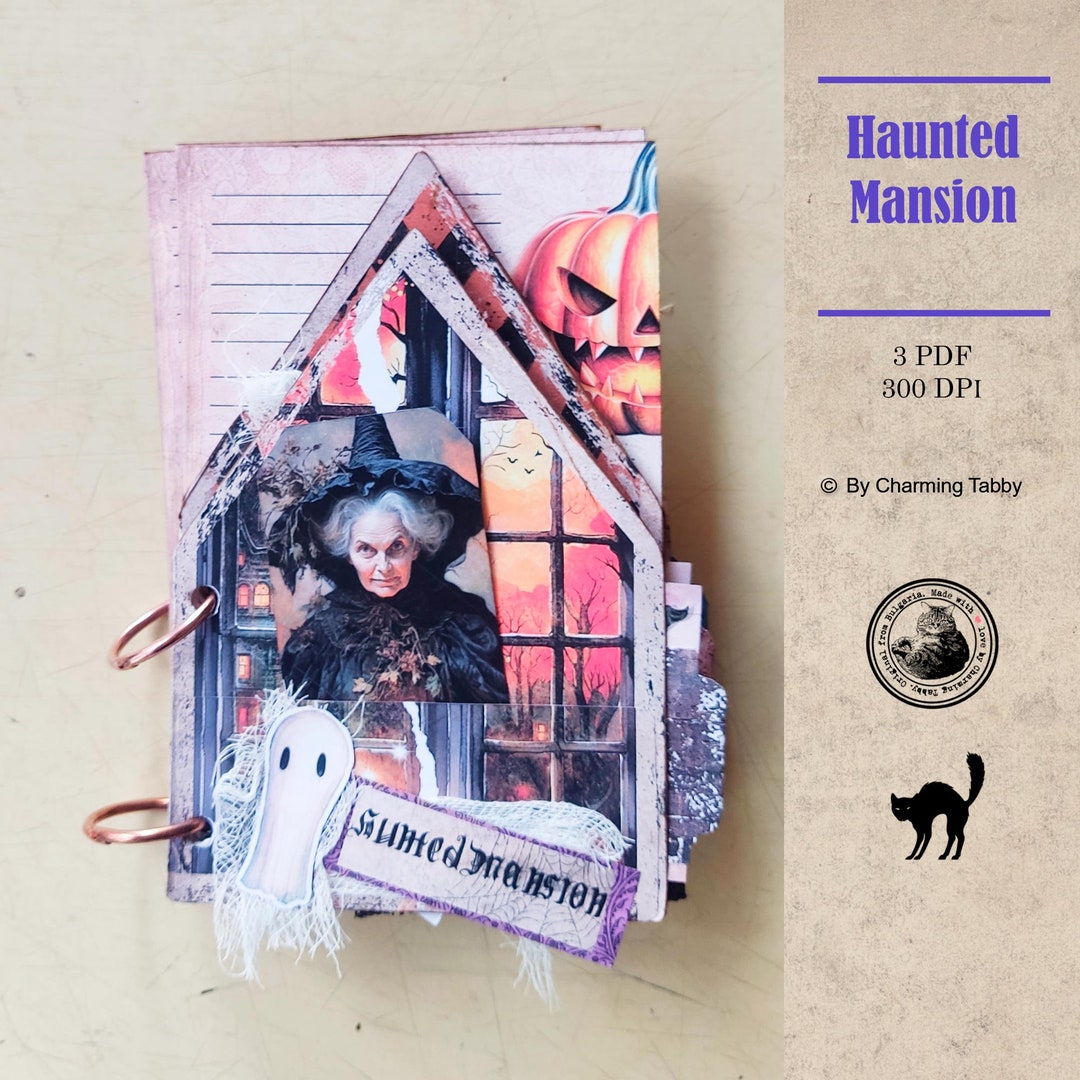 Haunted House, Halloween, Junk Journal Kit, Craft, Printable, Spooky ...