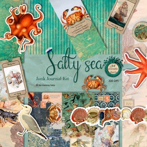 Junk Journal, Kit, Digitale, Stampabile, Mare, Oceano, Progetti artistici, Forniture, Effimere, Etichette, Tasche, Segnalibri, Biglietti, Stampe, Carte artigianali