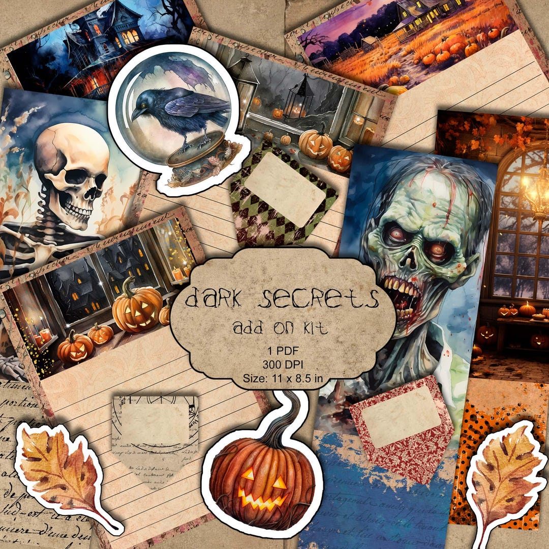 Halloween Add on Junk Journal Kit Digital Scrapbook, Creepy Printable ...