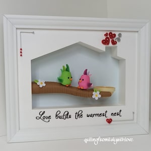 Paper art design quilling 3d quadro pappagallini