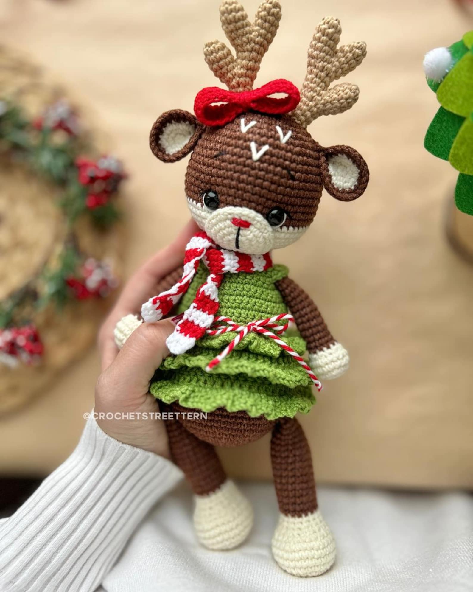 Crochet Pattern Rudolph’s Snuggle, Red Nosez Reindeer Crochet Pattern ...