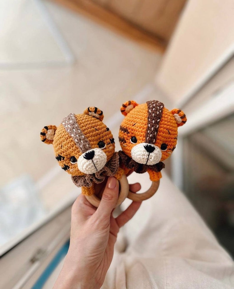 Baby Rattle Tiger Cubs Crochet Pattern, Tiger Kittens Rattle Crochet ...