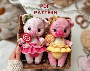 Crochet Pig Pattern Rosie | Amigurumi Piglet Doll PDF | Cute Pig Toy DIY Tutorial | Beginner-Friendly Crochet Animal Pattern