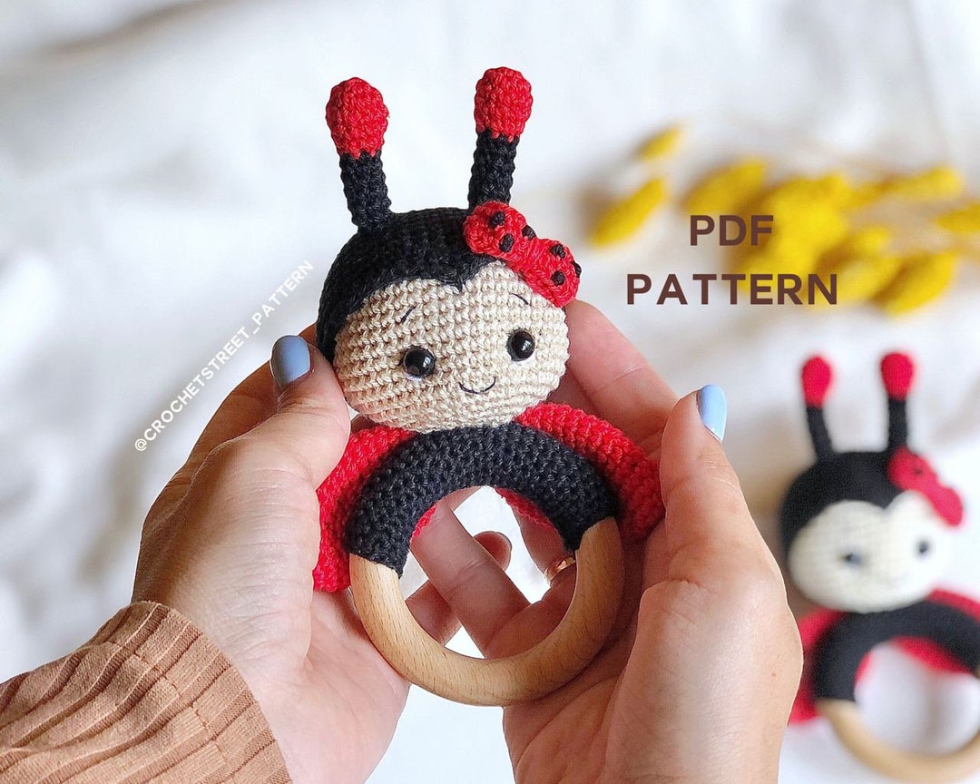 PATTERN ONLY: Crochet Ladybug Nana Baby Rattle 6-12 Months Crochet ...