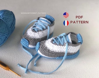 CROCHET PATTERN: baby shoes booties sneakers, Baby Boy Crochet Pattern, Newborn essentials, Crochet booties pattern
