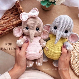 Thick Legs Elephant Crochet Pattern, Crochet Pattern Jungle Animals Elephant Toy, Elephant Amirigumi, Pdf Patterns for Crochet Elephants