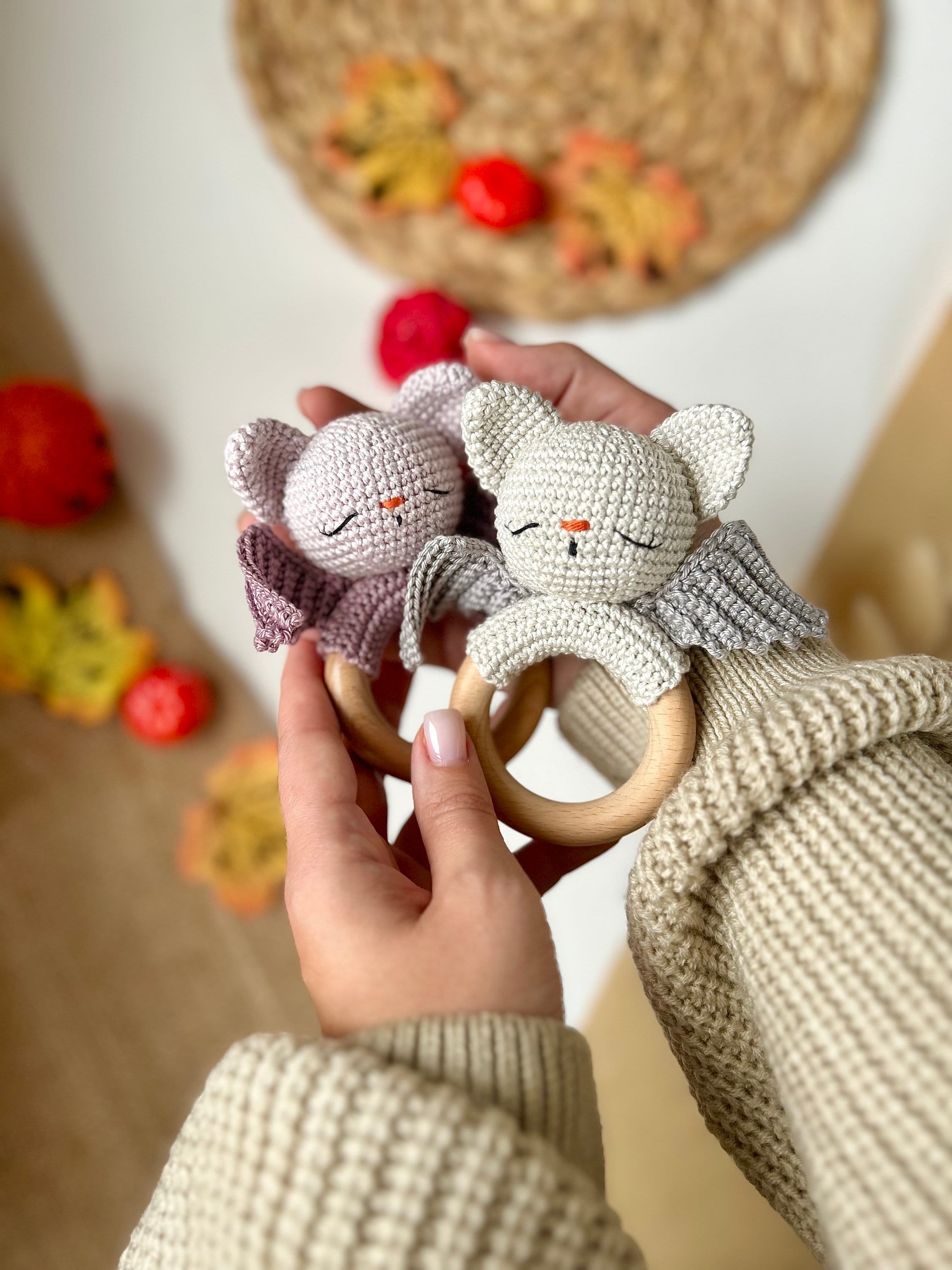Sleeping Bat Baby Rattle CROCHET PATTERN, Amigurumi Animal Crochet ...