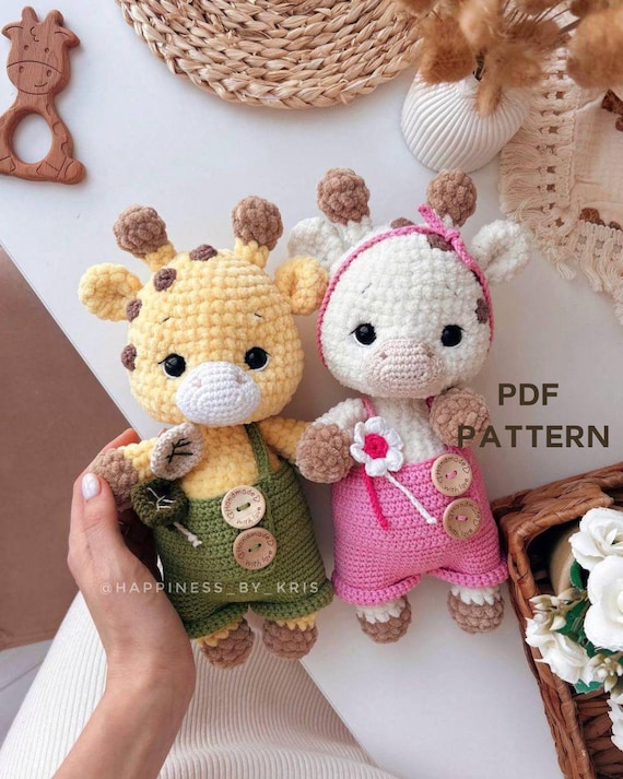 Amigurumi Giraffe Fluffy Pattern, Cute Crochet Animals Toy Pattern, Crotchet Animal Plushie Patterns, Child Toy Crochet Pattern PDF