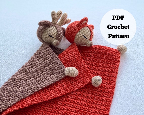 Сrochet Pattern: Baby Towels Decorated with Animal Figures, Baby Blanket with Amigurumi Animals, Crochet Deer and Fox to Decorate a Towel