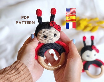 PATTERN ONLY: Crochet Ladybug Nana baby rattle | Baby rattle crochet pattern | Ladybug amigurumi crochet pattern | Summer crochet pattern