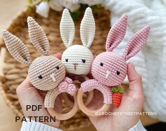 Miffin The Bunny - Rattle Crochet Pattern, Amigurumi Crochet Pattern for Newborn, Crochet Animals Toy, Cute Amigurumi Animal, PDF Pattern