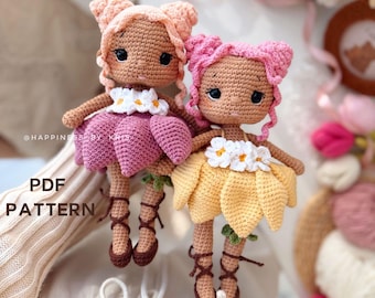 Amigurumi Doll Pattern with Clothes | Crochet Flower Doll PDF | Cute Spring Doll Toy | Floral Outfit | Crochet pattern