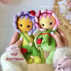 Cuddle Size Amigurumi Flower, Flower Crochet Pattern, Two Outfits a Dress and Shorts, Crochet Pattern Baby flower with petals Pattern PDF