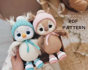 Crochet Pattern Cute Owl in Shoes – Amigurumi Toy PDF, DIY Plush Bird Doll, Handmade Softie Pattern, Stuffed Animal, Instant Download