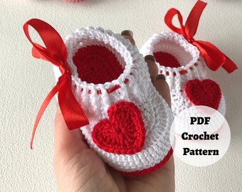 Newborn crochet pattern booties, newborn gifts bootie, Hearted newborn shoe | printable PDF| Girl toddler booty | Infant shoe