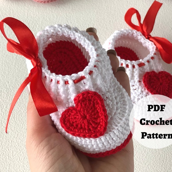 Newborn crochet pattern booties, newborn gifts bootie, Hearted newborn shoe | printable PDF| Girl toddler booty | Infant shoe