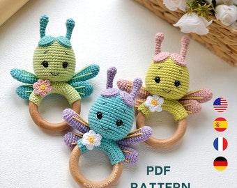 Dragon Fly Rattle Crochet Pattern, Interactive Toy Crochet Pattern, Tiny Wings Amigurumi Crochet Pattern Pdf - INSTANT DOWNLOAD
