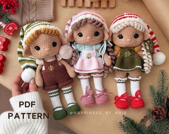 Christmas Elves Exquisite Dolls Crochet Pattern, Christmas tree Elves crochet pattern, Amigurumi Dolls, Cute Toys for Christmas Mood