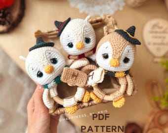 Crochet Owl Rattle Pattern PDF — Easy Amigurumi Baby Toy Tutorial | Safe & Adorable Handmade Gift for Newborns | Autumn Crochet Project