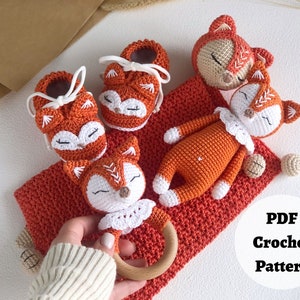 PATTERN BUNDLE: Crochet Fox Patterns - 4 PDF Tutorial, Fox crochet patterns, Crochet lovey pattern, Crochet baby shoe pattern bild 6