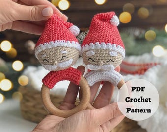 Christmas Crochet Pattern Santa | Amigurumi Rattle Tutorial PDF | Baby’s First Christmas Gift | Easy Crochet Toy DIY