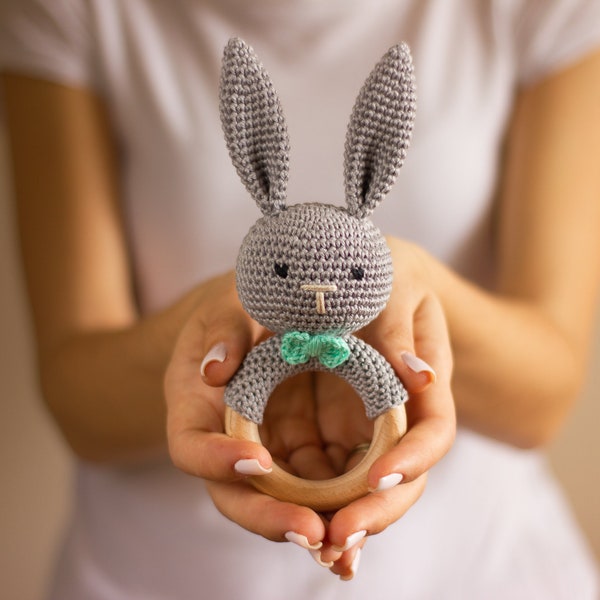 Amigurumi Animal Crochet Pattern | Bunny Baby Rattle crochet pattern | Crochet pattern bunny | Amigurumi crochet rattle pattern | PDF