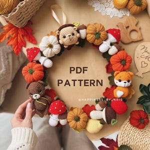 Autumn Crochet Wreath Pattern PDF | Fall Amigurumi Animals & Pumpkins | Cozy DIY Crochet Home Decor Tutorial