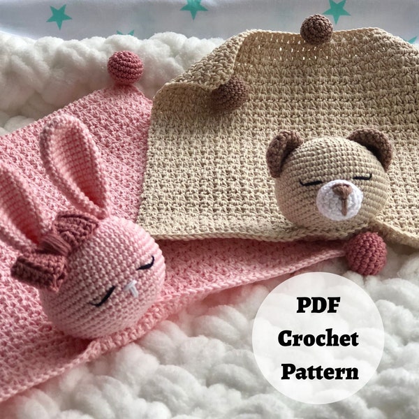 Baby Comforter Patterns Crochet Bear and Bunny Loveys CROCHET PATTERNS | Security Blanket, Comforter, Newborn to Toddler Crochet Patterns