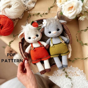 Overalls Goat Crochet Pattern, Goat Stuffed Animal Plushie, Cute Farm Animals, Gifts for Kids, Crochet Goat Pdf Pattern