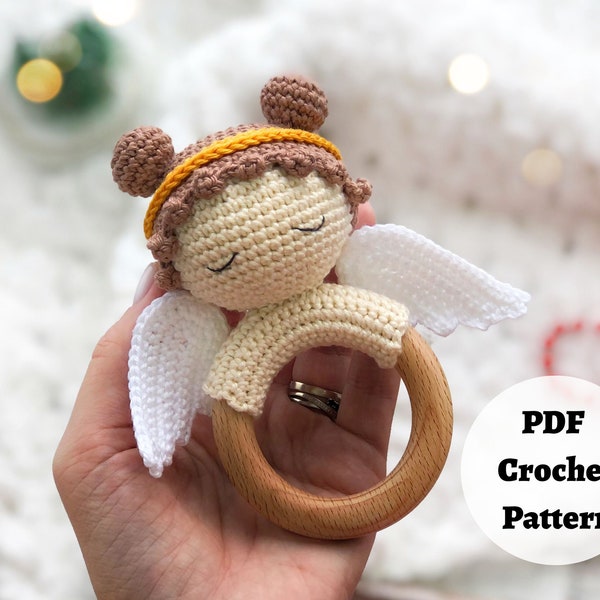 Angel Rattle Crochet Pattern, Angel Amigurumi, Crochet Baby Angel Pattern, 3 to 6 Month Crochet Angel Rattle Pattern